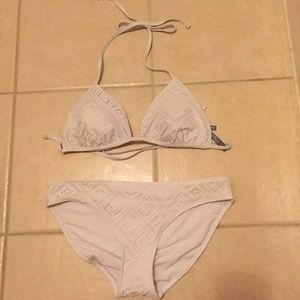 Aerie white crochet bikini size large